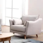 ⁦طقم انتريه خشب زان -اسفج سوفت عالي الكثافة و قماش كتان كويا⁩ - الصورة ⁦7⁩