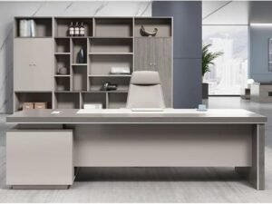 ⁦مكتب مدير إداري مودرن من MDF إسباني مع سايد جانبي – تصميم ثابت للأداء اليومي⁩ - الصورة ⁦2⁩