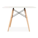 ⁦ترابيزة سفرة قرص MDF بطبقة ميلامين بأرجل خشب زان وشاسيه حديد  (ابيض -اسود )⁩ - الصورة ⁦3⁩