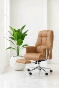 كرسي مدير جلد مستورد عالي الجوده شازلونج ومسند قدم