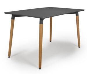 ⁦ترابيزة سفرة قرص MDF بطبقة ميلامين بأرجل خشب زان وشاسيه حديد  (ابيض -اسود )⁩ - الصورة ⁦2⁩