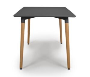 ⁦ترابيزة سفرة قرص MDF بطبقة ميلامين بأرجل خشب زان وشاسيه حديد  (ابيض -اسود )⁩ - الصورة ⁦3⁩