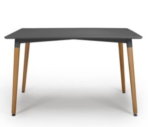 ⁦ترابيزة سفرة قرص MDF بطبقة ميلامين بأرجل خشب زان وشاسيه حديد  (ابيض -اسود )⁩ - الصورة ⁦4⁩