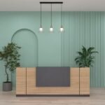 كاونتر استقبال عصري للشركات مع وحدة أدراج منفصلة – تصميم أنيق للمكاتب
