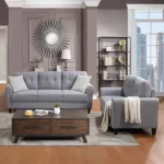 ⁦طقم انتريه خشب زان -اسفج سوفت عالي الكثافة و قماش كتان كويا⁩ - الصورة ⁦5⁩