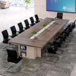 ترابيزة اجتماعات خشب MDF اسباني مع شاسيه معدن