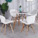 سفرة مودرن دائرية 4 كراسي جلد أبيض | للمساحات الصغيرة