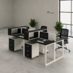 خلية عمل مكتبية عصرية من MDF إسباني – تصميم عملي وتنظيم احترافي