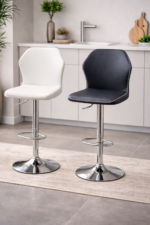 كرسي بار مودرن جلد هيدروليك | تصميم أنيق بخياطة مميزة