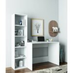 ⁦مكتب خشب عملي بمكتبة جانبية للعمل والمذاكرة ومكتب موظف للشركات⁩ - الصورة ⁦2⁩