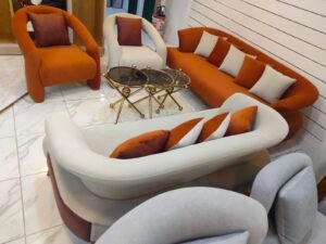 ⁦طقم انترية خشب زان احمر و قطيفة تركي⁩ - الصورة ⁦3⁩