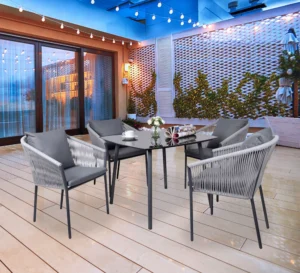 ⁦طقم سفرة خارجي رصاصي فاتح ورمادي غامق⁩ - الصورة ⁦3⁩