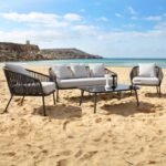 طقم جلوس خارجي اسود ورمادي