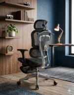 كرسي مكتب شبك طبي ضهر المونيوم بمسند قدم