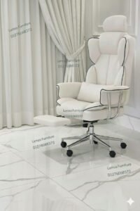 كرسي مكتب فايبر طبي جلد فاخر شازلونج قابل للتمدد – دعم كامل للظهر والرقبة