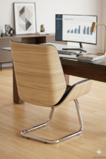 ⁦كرسي استقبال مدير جلد فاخر بقاعدة ثابتة – تصميم مودرن أنيق لغرف الاجتماعات⁩ - الصورة ⁦2⁩