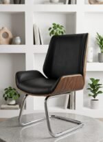 كرسي استقبال مدير جلد فاخر بقاعدة ثابتة – تصميم مودرن أنيق لغرف الاجتماعات