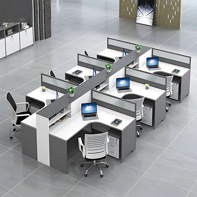 1_ac5af16b-9911-43b9-9493-fd5d0e833d0e خلية عمل مكتبية مشتركة مودرن خشب MDF إسباني رمادي في أبيض بحواجز زجاجية مثلجة | لمسة للأثاث - الصورة 1