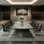 ترابيزة اجتماعات مودرن VIP جرافيت في خشب رمادي 240×120 سم | طاولة مؤتمرات فاخرة
