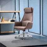 كرسي مكتب إداري فاخر بظهر عالي وتصميم مريح للظهر - لون بني كاكاو (High-Back Modern Executive Leather Office Chair)