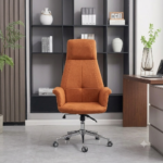 كرسي مكتب إداري مخملي بظهر مرتفع - برتقالي/هافان (High-Back Executive Suede Chair - Orange/Terracotta)