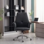 كرسي مكتب إداري جلدي - أسود (High-Back Executive Leather Chair - Black)